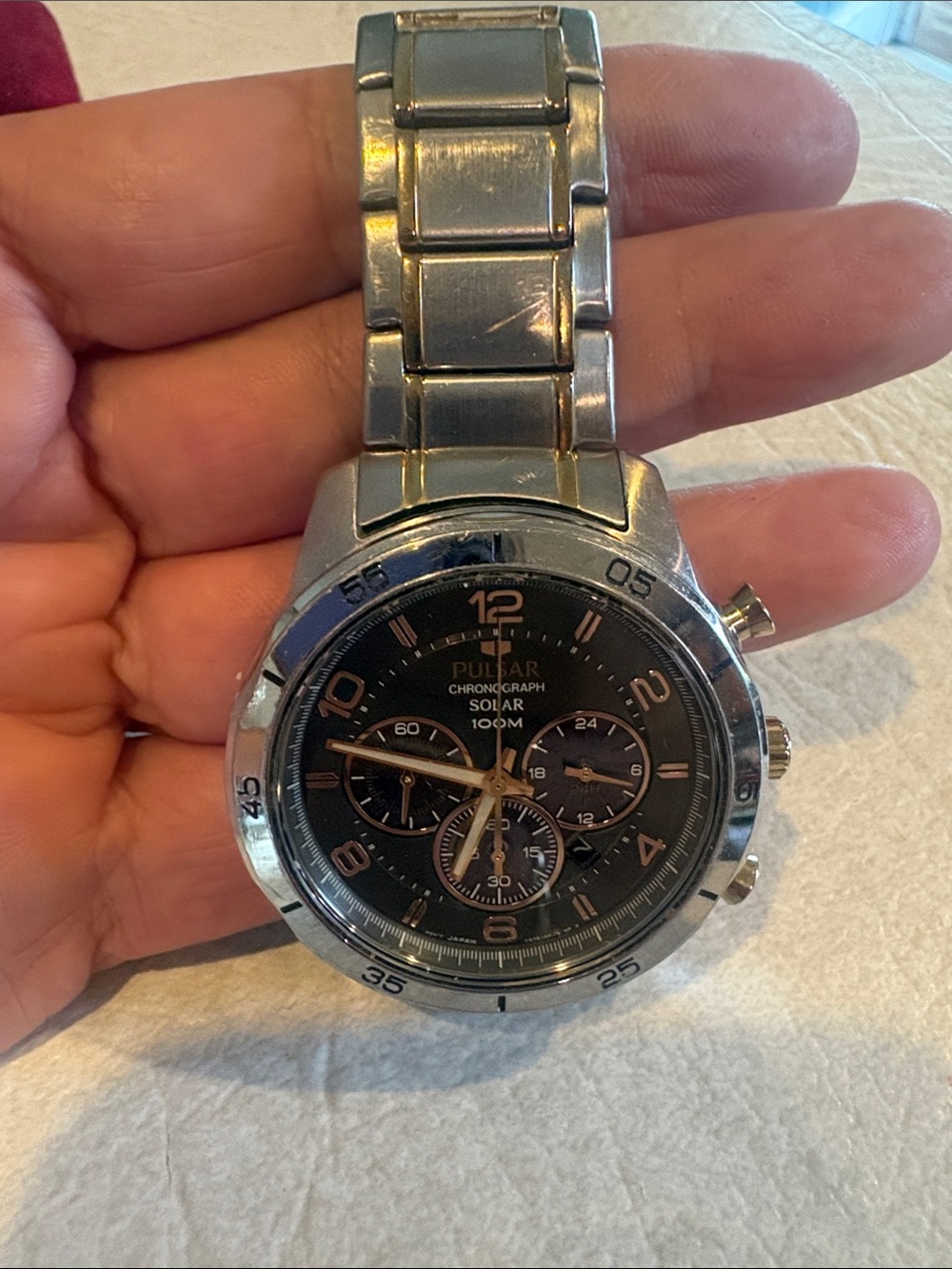 Pulsar Black Dial Chronograph Watch with Orange Accent - Picture 2 of 3
